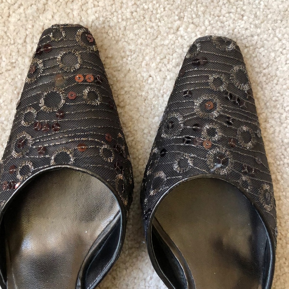 Coldwater Creek Brown sequined heels - Picture 3 of 5